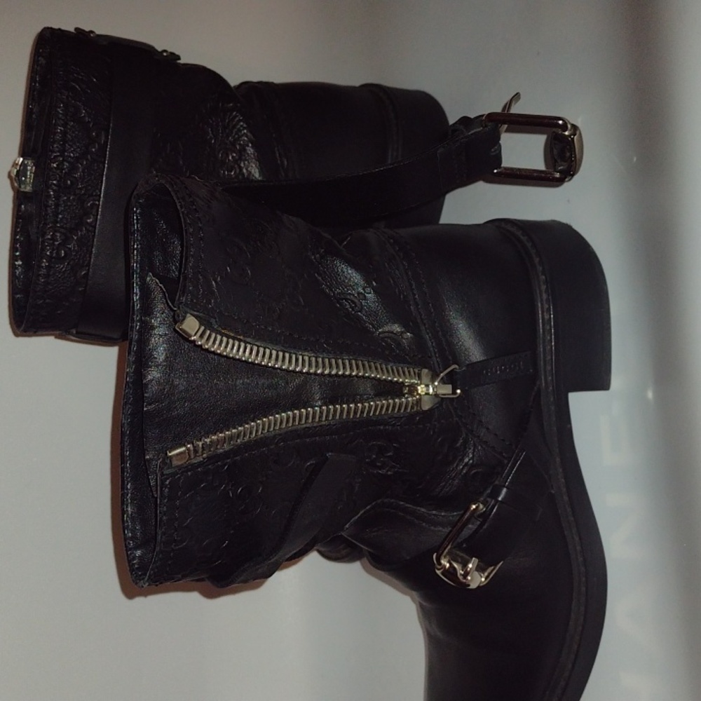 GUCCI Black Leather GG Guccissima Biker Boots 🖤 AUTHENTIC! - Picture 13 of 16